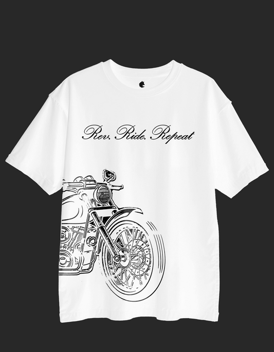 Rev • Ride • Repeat | Oversized T-Shirt (White)